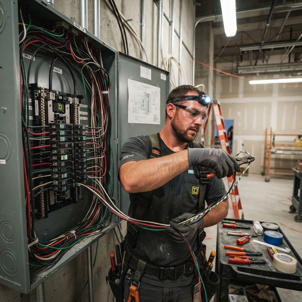 Commercial electrical panel installation