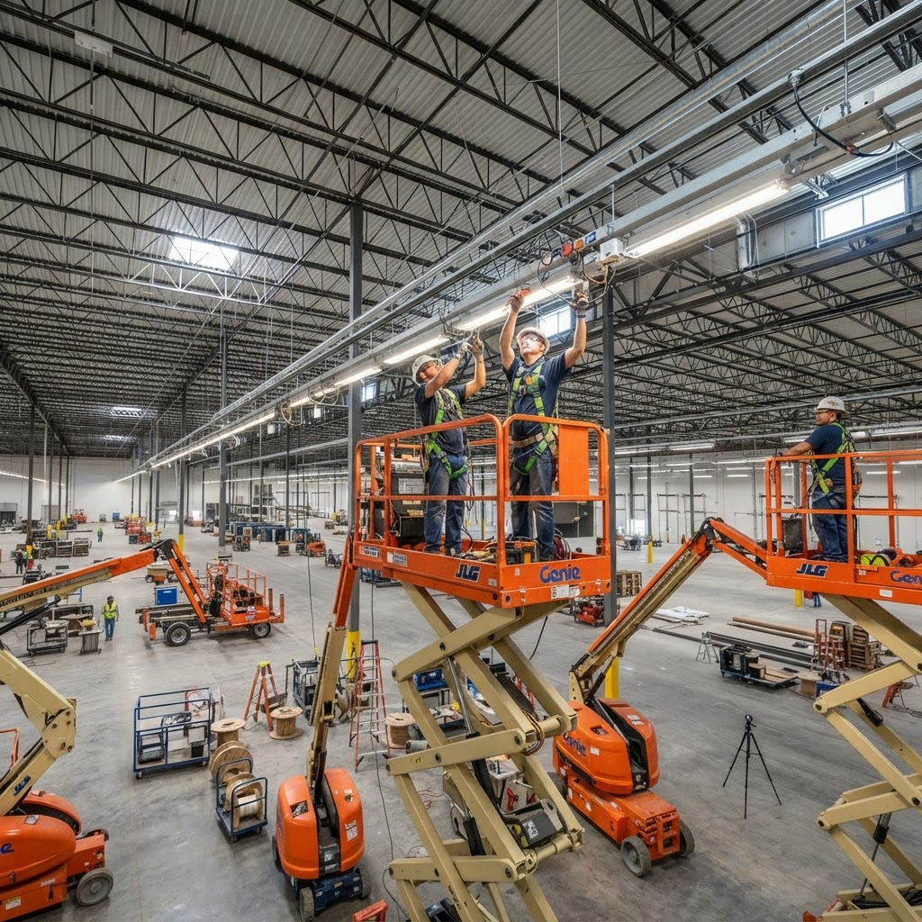 Industrial warehouse lighting installation